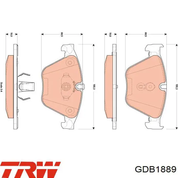 Купить GDB1889 TRW Колодки тормозные