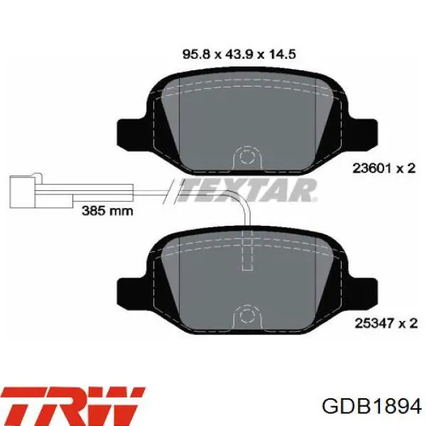 Передние тормозные колодки GDB1894 TRW