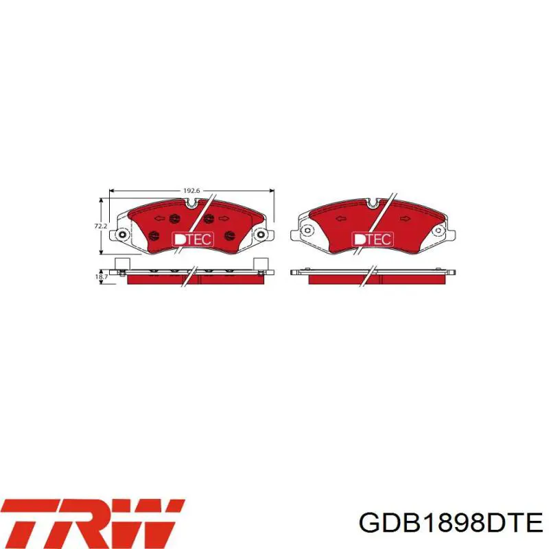 GDB1898DTE TRW sapatas do freio dianteiras de disco