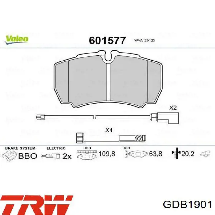 Задние дисковые колодки TRW GDB1901