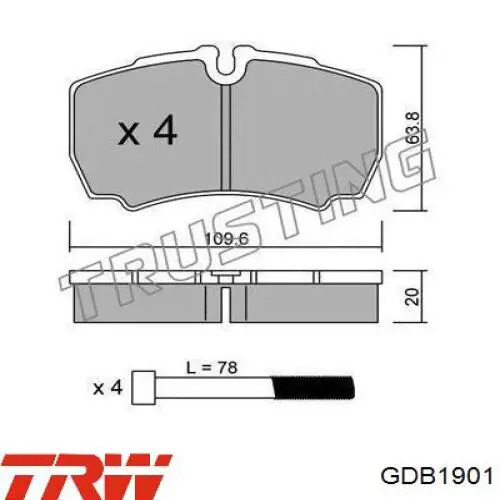 Задние тормозные колодки GDB1901 TRW