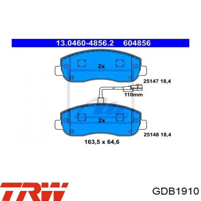 Передние тормозные колодки GDB1910 TRW