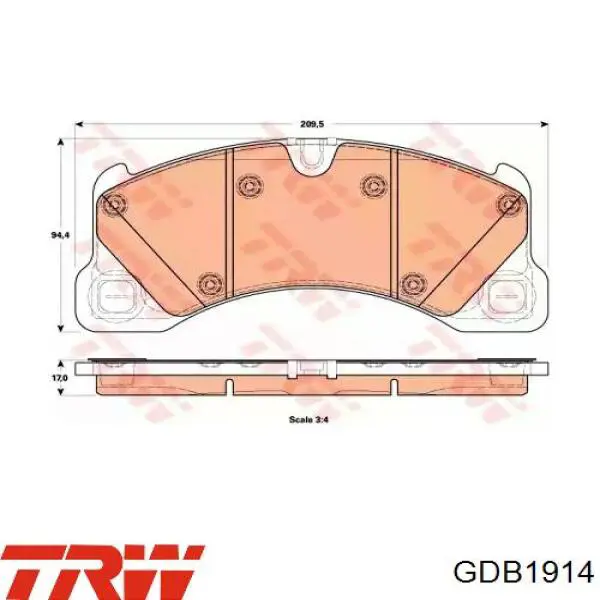GDB1914 TRW колодки тормозные передние дисковые