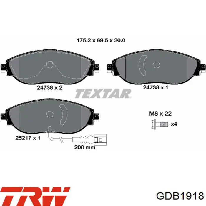 Купить GDB1918 TRW Колодки тормозные