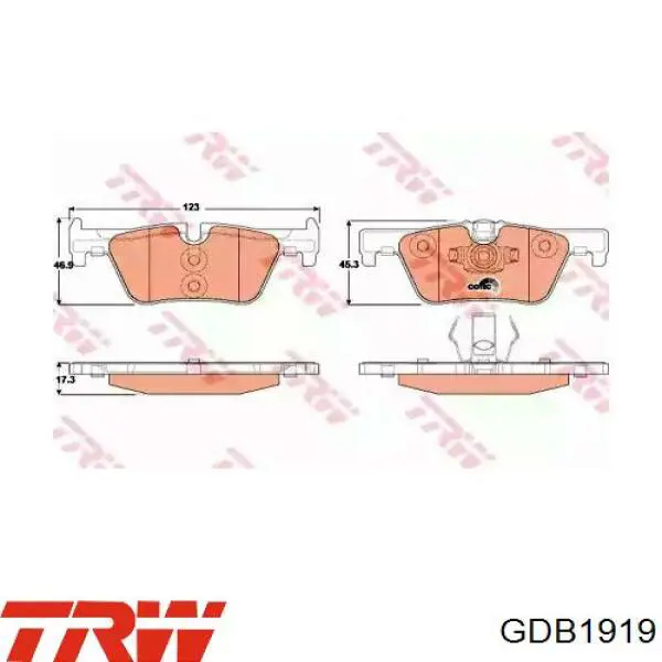 Колодки дисковые  TRW GDB1919 цена, от 41.74 USD