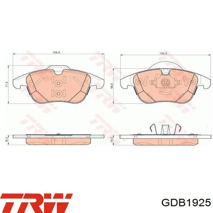 Передние тормозные колодки GDB1925 TRW