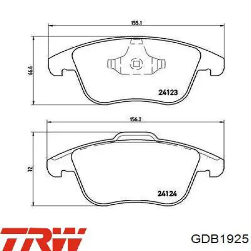 Купить GDB1925 TRW Колодки тормозные