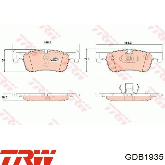 Передние тормозные колодки GDB1935 TRW
