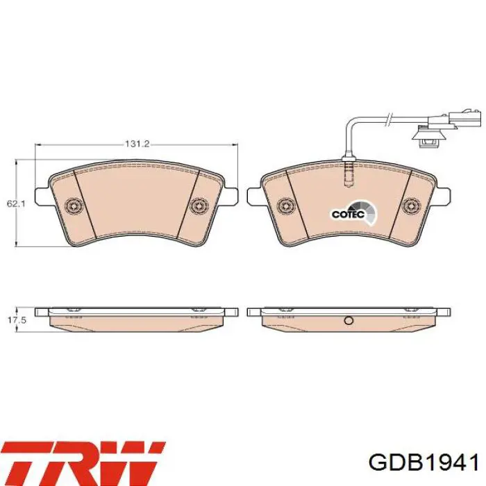 Передние тормозные колодки GDB1941 TRW