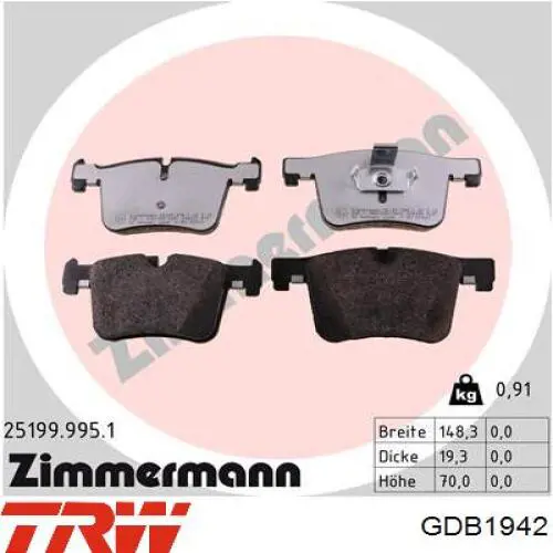 Колодки TRW GDB1942 цена, от 63.86 USD