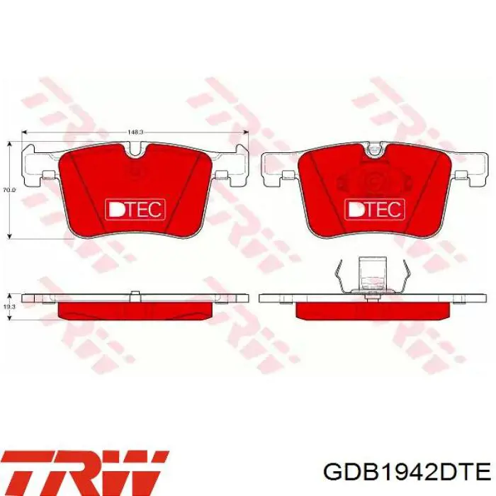 Передние тормозные колодки GDB1942DTE TRW