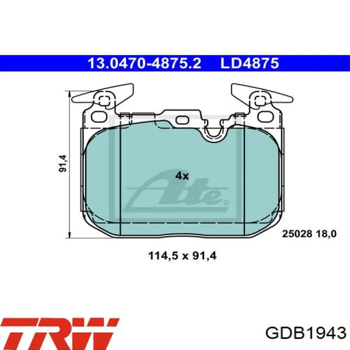 GDB1943 TRW Колодки передние