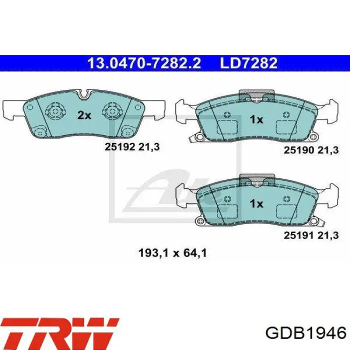 Колодки гальмівні передні, дискові GDB1946 TRW