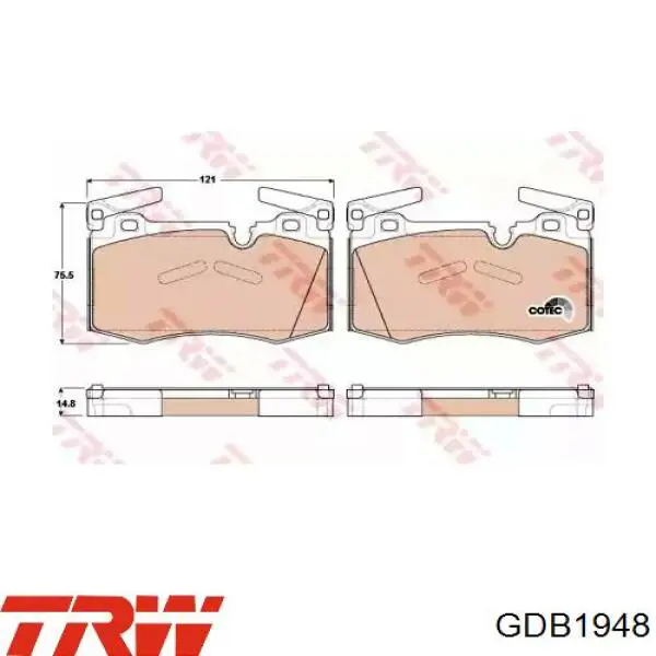 Передние тормозные колодки GDB1948 TRW