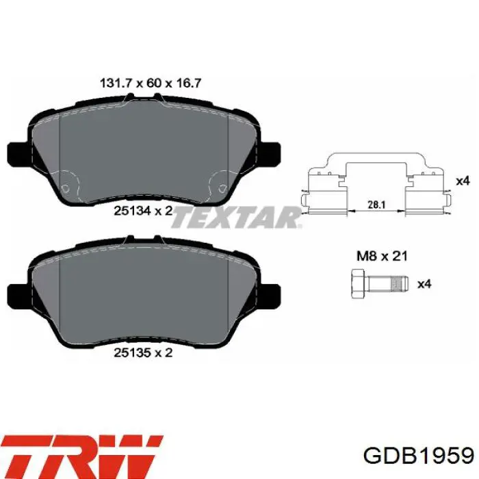 GDB1959 TRW Колодки передние