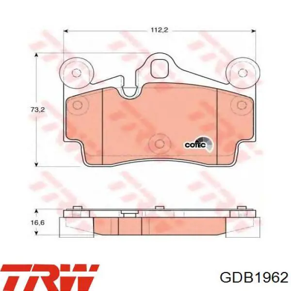 Купить GDB1962 TRW Колодки тормозные задние, дисковые