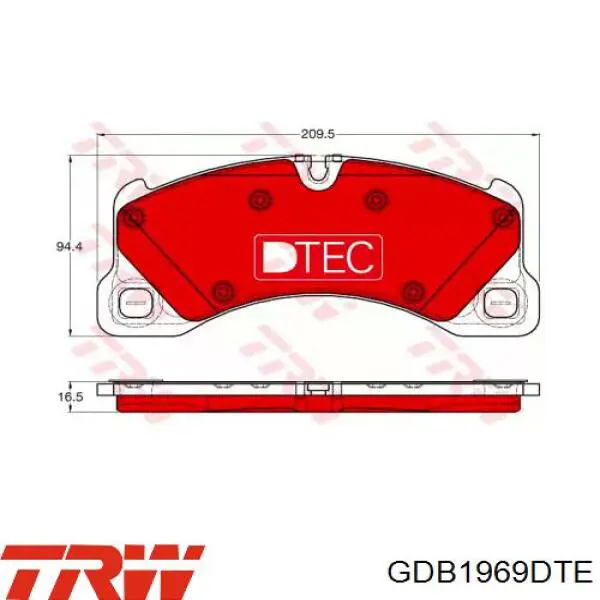 Передние тормозные колодки GDB1969DTE TRW