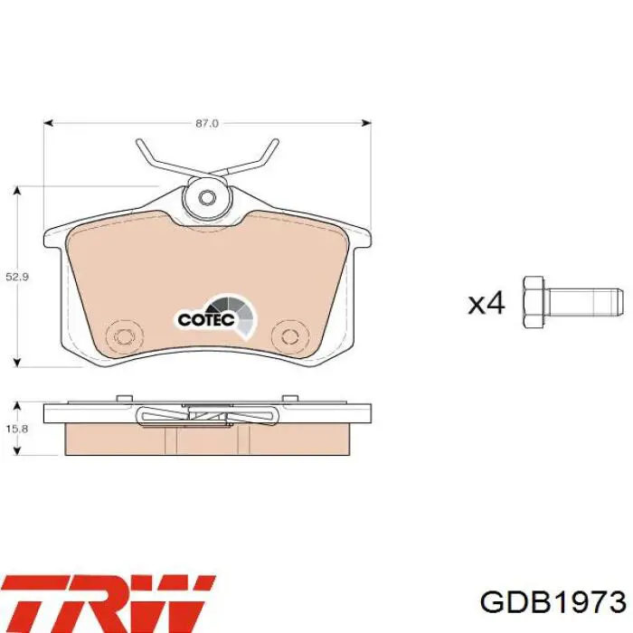 Задние тормозные колодки GDB1973 TRW