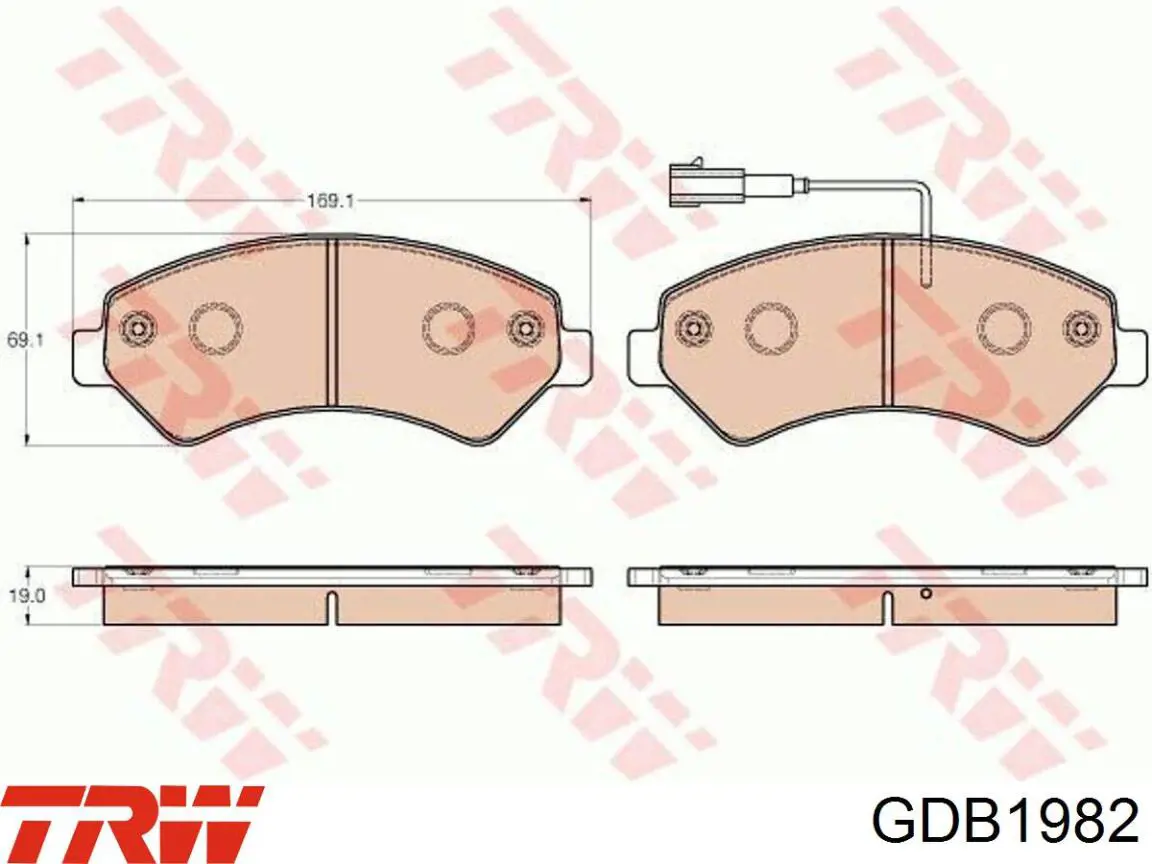 Колодки гальмівні передні, дискові GDB1982 TRW