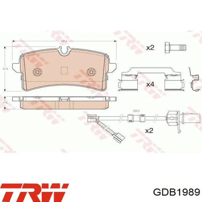 GDB1989 TRW колодки тормозные задние дисковые