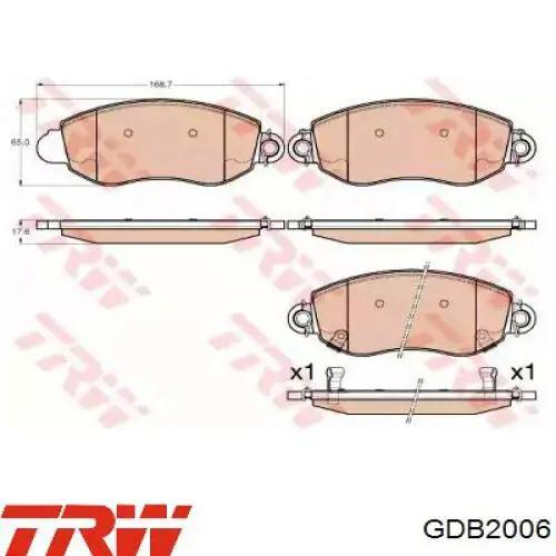 GDB2006 TRW передние тормозные колодки