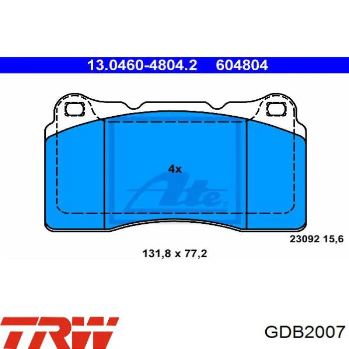 Купить GDB2007 TRW Колодки тормозные