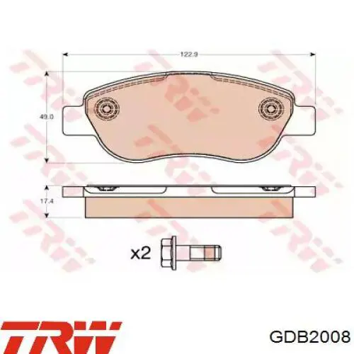 Передние тормозные колодки 98843400 Fiat/Alfa/Lancia