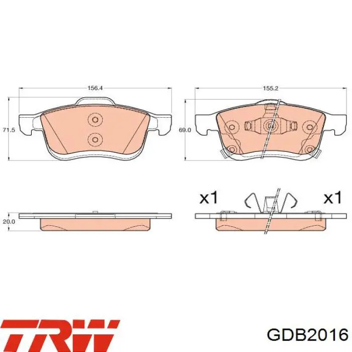 Колодки TRW GDB2016 цена, от 25.26 USD