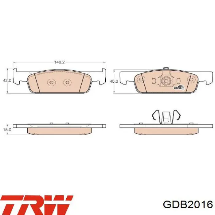 Передние тормозные колодки GDB2016 TRW