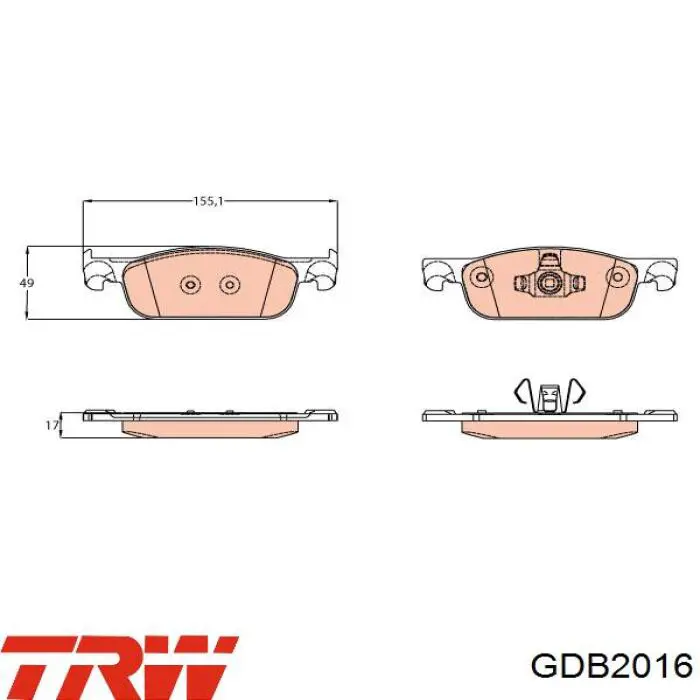 Pastillas de freno delanteras GDB2016 TRW