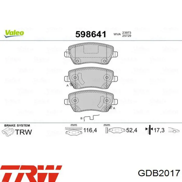 GDB2017 TRW Колодки передние