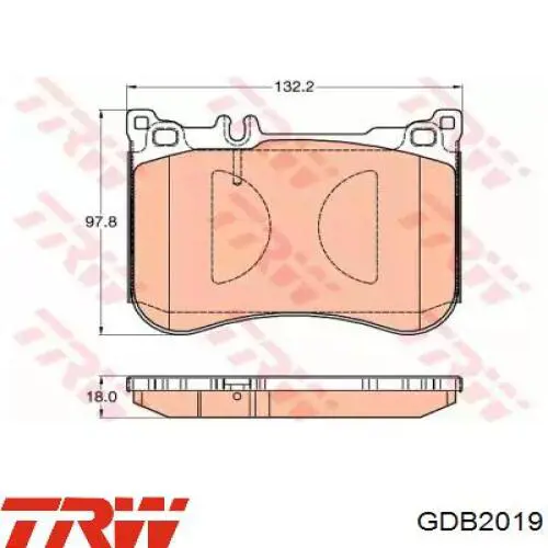 GDB2019 TRW колодки тормозные передние дисковые