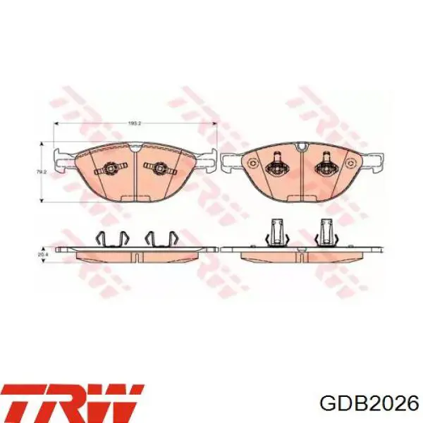 GDB2026 TRW колодки тормозные передние дисковые