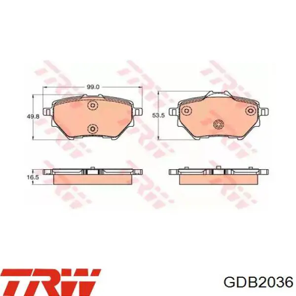 Задние тормозные колодки GDB2036 TRW