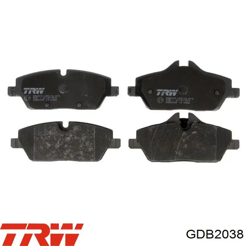 GDB2038 TRW sapatas do freio dianteiras de disco