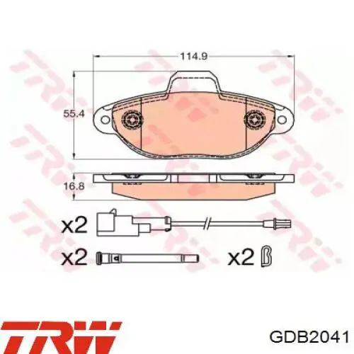 Передние тормозные колодки GDB2041 TRW