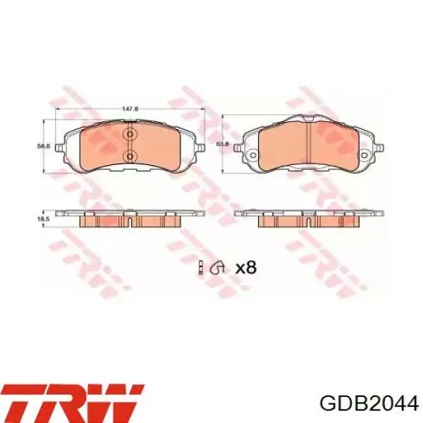 GDB2044 TRW колодки тормозные передние дисковые