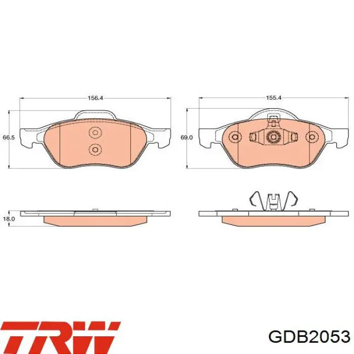 GDB2053 TRW sapatas do freio dianteiras de disco