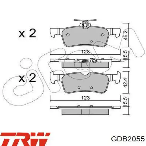 Задние дисковые колодки TRW GDB2055