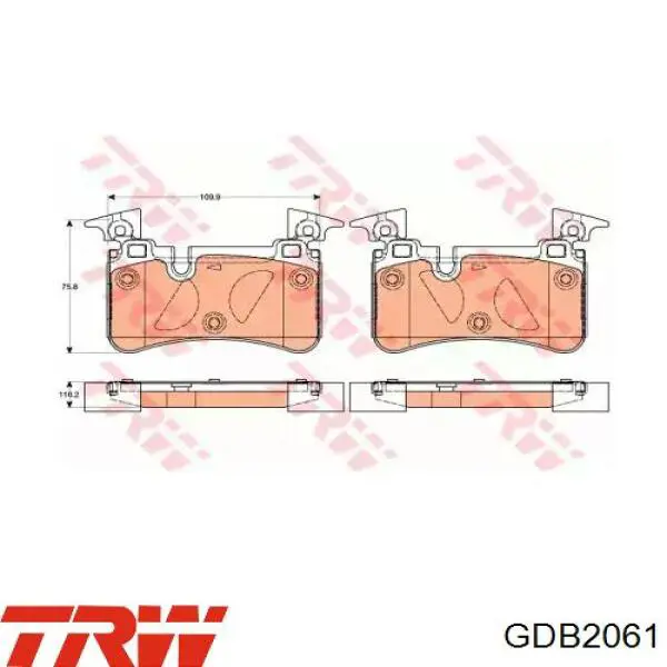 GDB2061 TRW задние тормозные колодки