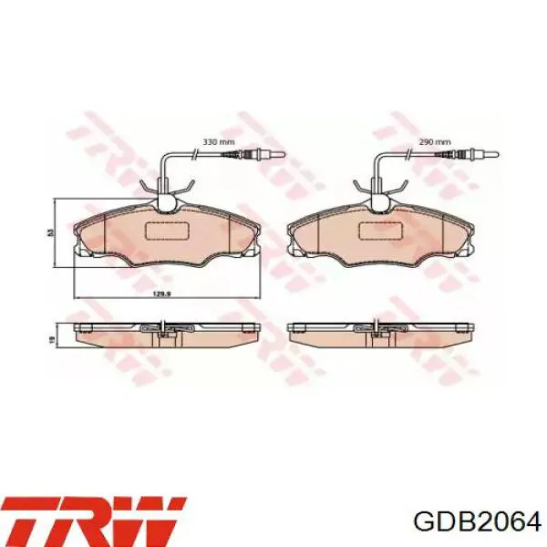 Передние тормозные колодки GDB2064 TRW