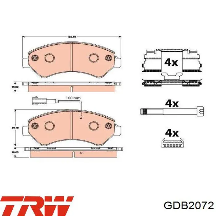 GDB2072 TRW колодки тормозные передние дисковые