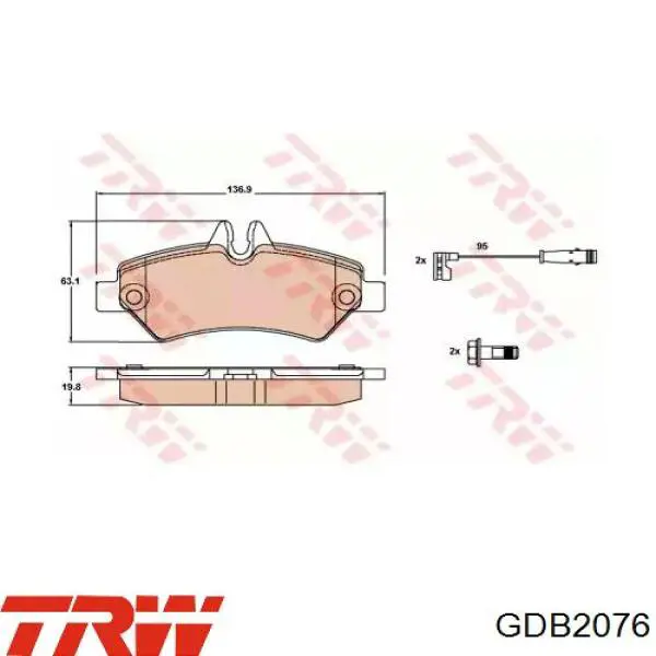 Колодки дисковые  TRW GDB2076 цена, от 19.15 USD
