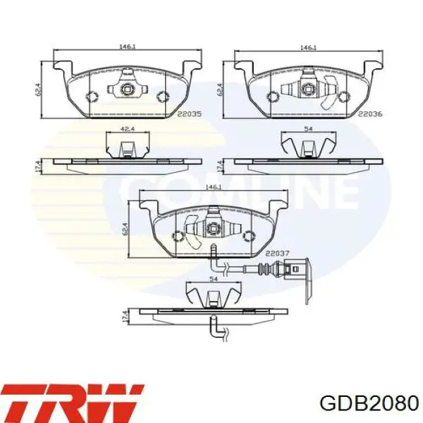 GDB2080 TRW Колодки передние