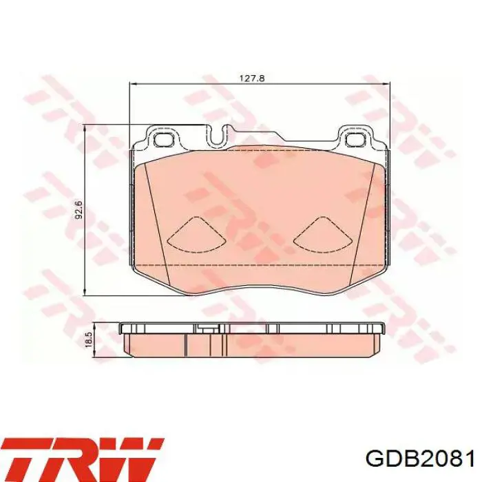 GDB2081 TRW sapatas do freio dianteiras de disco