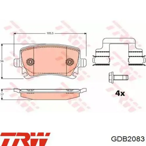 GDB2083 TRW колодки тормозные задние дисковые