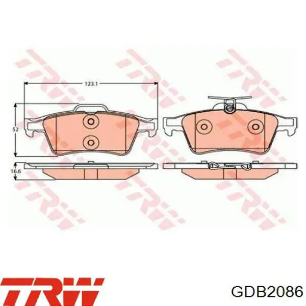 Колодки дисковые  TRW GDB2086 цена, от 27.77 USD