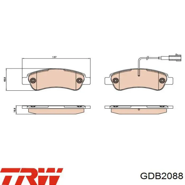 Задние дисковые колодки TRW GDB2088