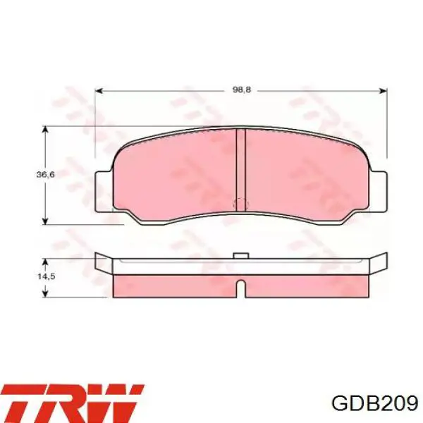 Задние тормозные колодки GDB209 TRW