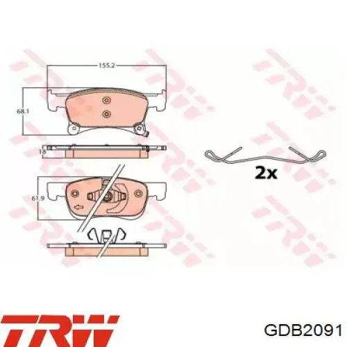 Передние тормозные колодки 1605281 Opel